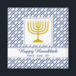 Imã FELIZMENTE FIGURA Personalizável de Joy Joy HANUKK<br><div class="desc">Na moda para celebrar Hanukkah. O texto é personalizável,  portanto você pode torná-lo tão pessoal quanto desejar. Excelente como enchedores de estocagem,  bronzes ou bolsas a favor. Outras versões disponíveis. Parte da Coleção ISRAEL por Designs Bereanos.</div>