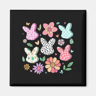 Imã Felz pascoa Bunny Boho Xadrez Floral Coelho Coelho