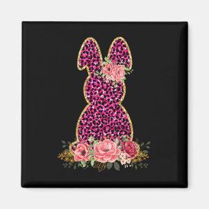 Imã Felz pascoa de coelhinho rosado-rosado-leopardo