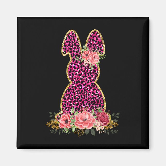 Imã Felz pascoa de coelhinho rosado-rosado-leopardo (Frente)