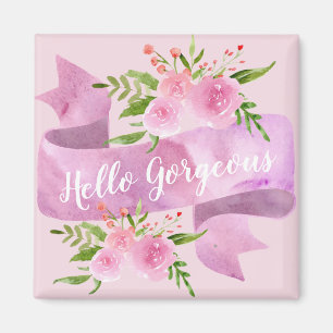 Imã Feminino Bonito Chic Floral Bege Rosa Olá Maravilh