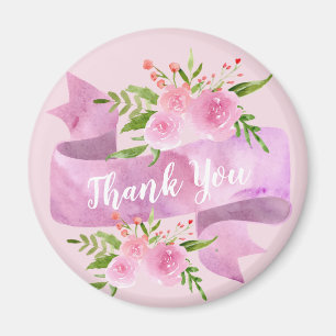Imã Feminino Bonito Chic Floral Bege Rosa Rosa Obrigad
