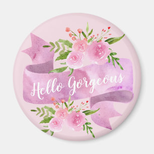 Imã Feminino Bonito Chic Floral Rosa Bege Olá Maravilh