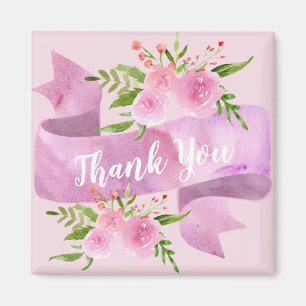 Imã Feminino Bonito Chic Floral Rosa Bege Rosa Obrigad