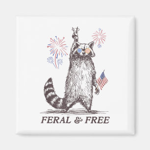 Imã Feral And Free Raccoon, Funny Raccoon 4 De Julho