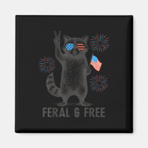 Imã Feral E Livre Fofa Mascote Guaxinim Patriótico 4 D