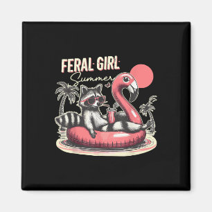 Imã Feral Girl Summer Engraçado Memória Feral Raccoon 