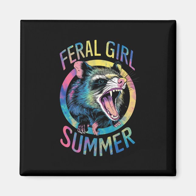 Imã Feral Girl Summer Ogambm Tie Dye Raccoon (Frente)