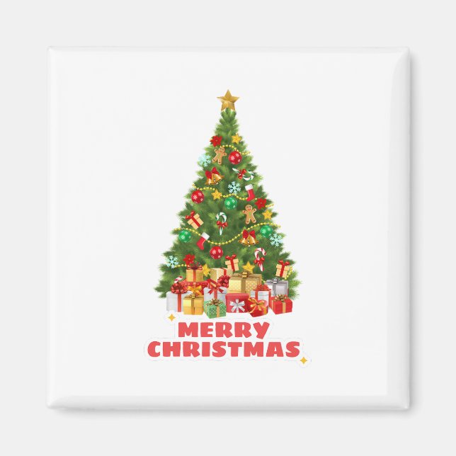 Imã Feriado Da Família De Feliz E Natal Brilhante (Frente)