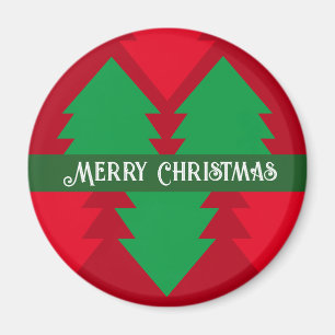 Imã Feriado de Árvore de Natal Feliz Vermelho e Verde