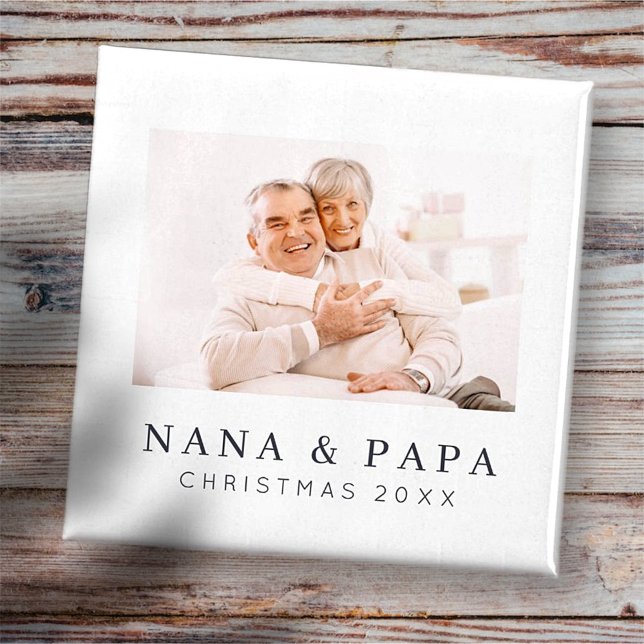 Imã Feriado de Foto Personalizada da Vovó Moderna e Si (Criador carregado)