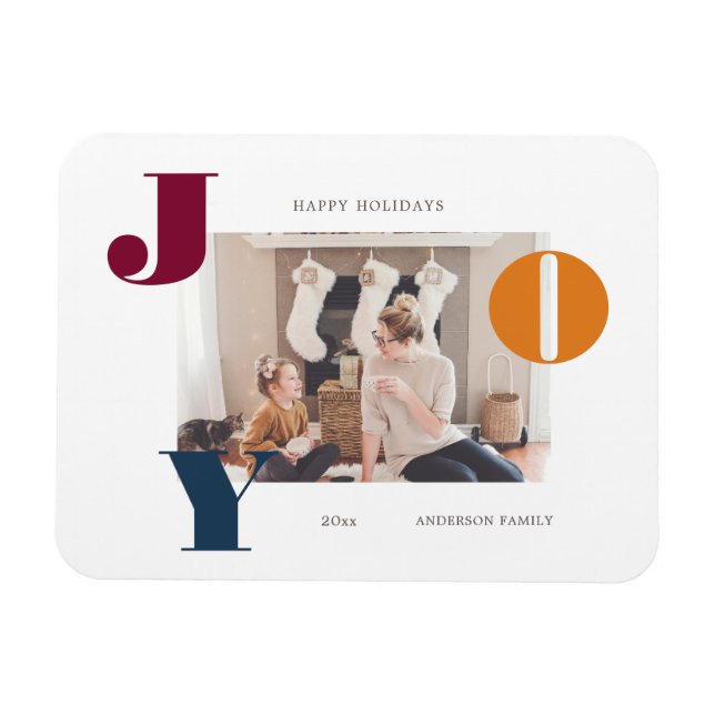 Ímã feriado de fotos coloridas com script moderno  (Horizontal)