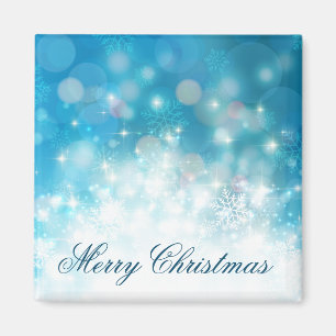 Imã Feriado de Natal Blue Snowflakes Magnet
