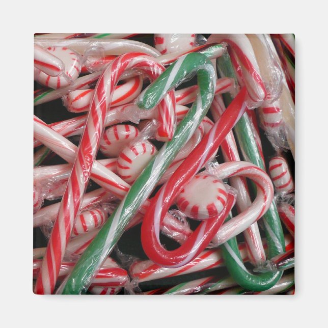 Imã Feriado de Natal Candy Canes and Peppermints (Frente)