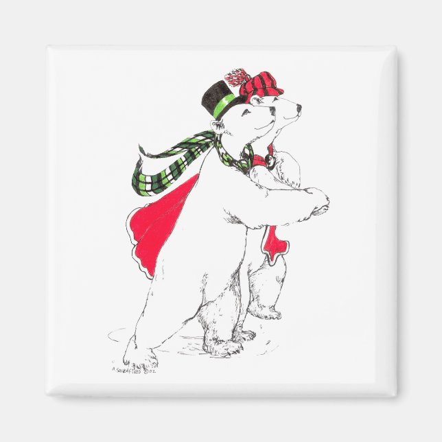 Imã Feriado de Natal de Ursos Polares de Pele Bonita (Frente)