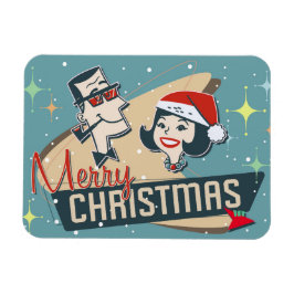 Ímã Feriado de Natal Feliz do Casal Retro