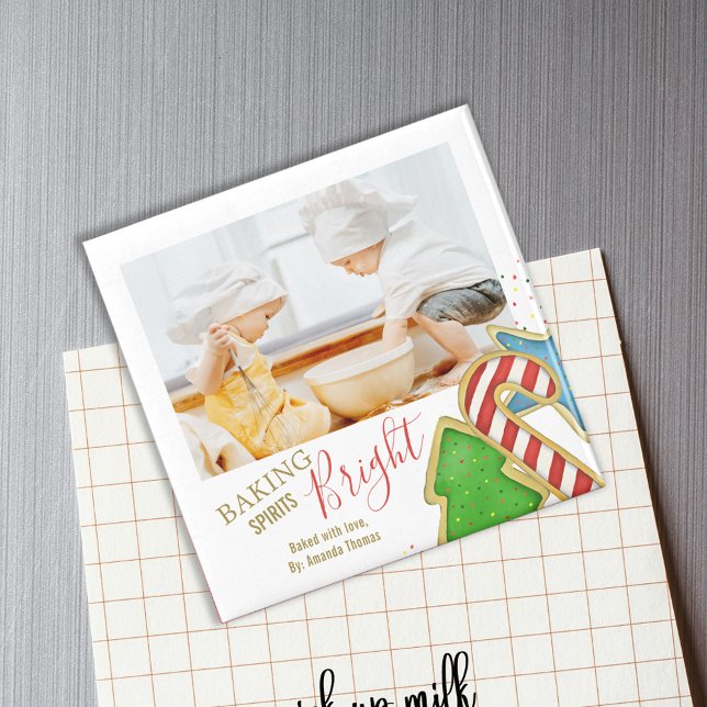 Imã Feriado de Natal Feriado Whimsical Cookie Cutout (Christmas cute photo magnet with photo template. )