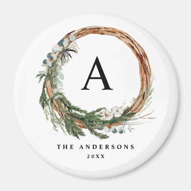 Imã Feriado moderno e mínimo da coroa foliar (Frente)