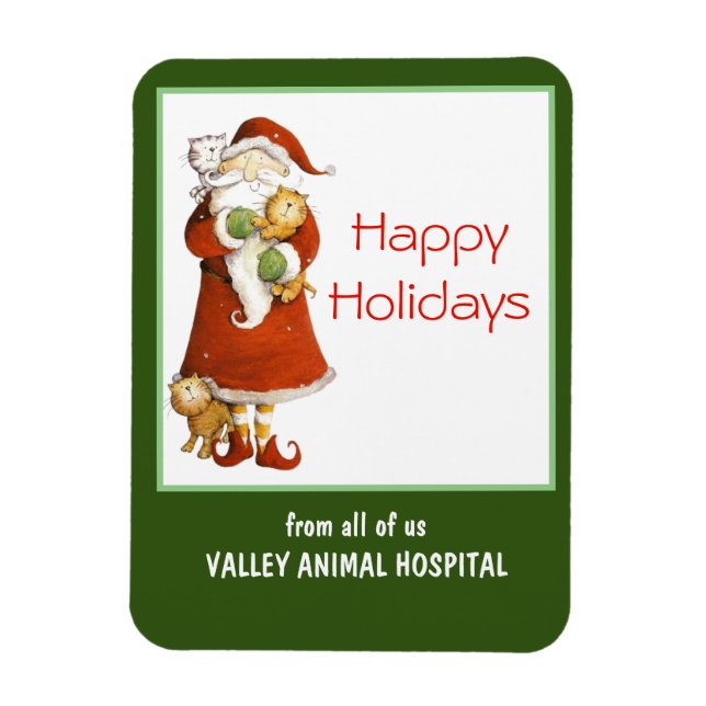 Ímã Feriado Personalizável para Papais noeis e gatos W (Vertical)