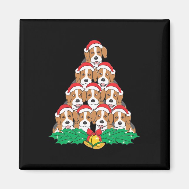 Imã Feriados de Sobrevoo do Cão da Árvore de Natal Bea (Frente)