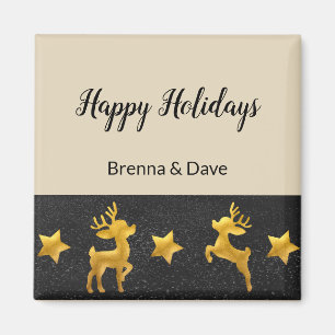 Imã Feriados felizes personalizados com a Reindeer de 