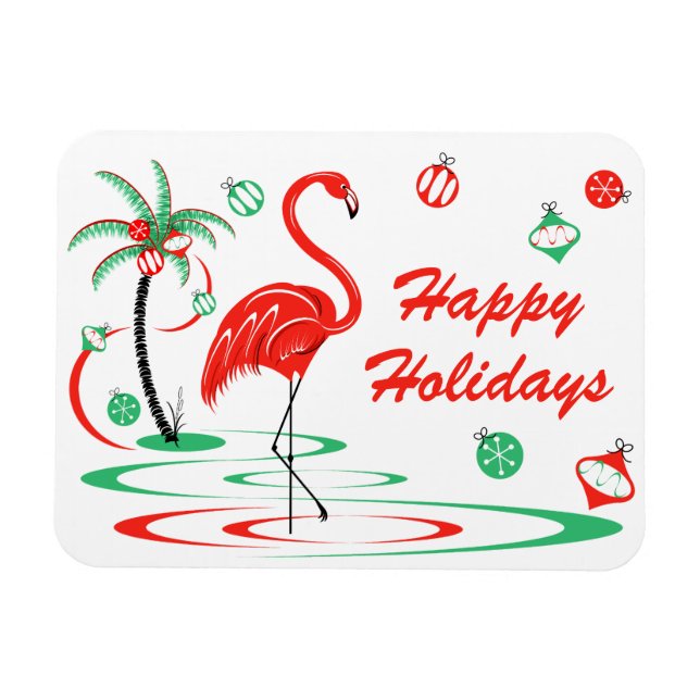 Ímã Feriados Flamingo de Natal Vermelho na horizontal (Horizontal)