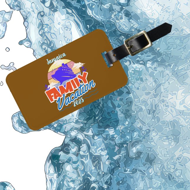 Ímã Férias Cruzadas Familiares Castanho/Personalização (travel tag , personalize)