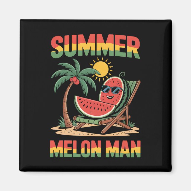 Imã Férias de Verão Feriado Melancia Praia Deck Chai (Frente)