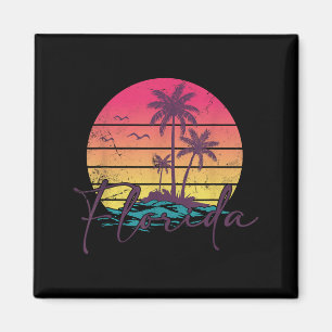 Imã Férias de Verão Tropicais Pôr do Sol Vintage Flóri