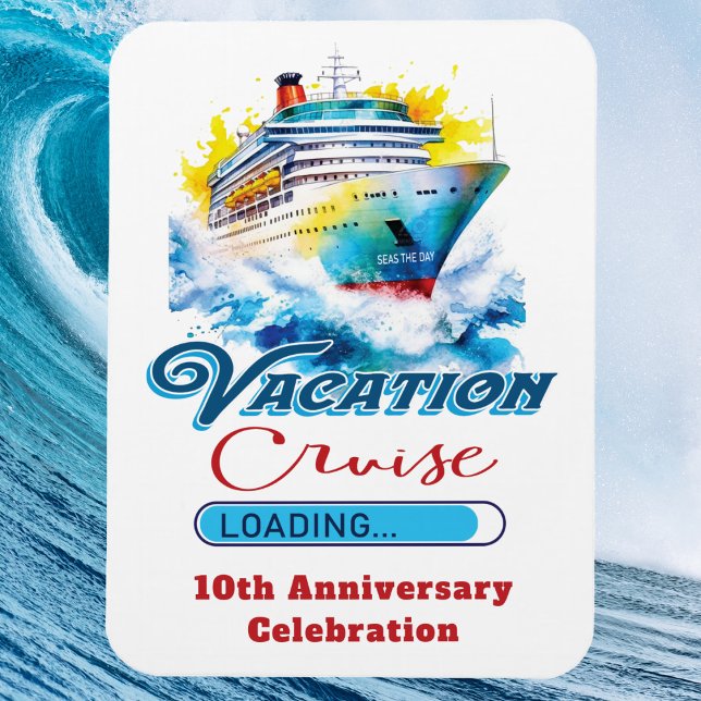 Ímã Férias Engraçadas Carregando Cruzeiro de Aniversár (Cruise Vacation Door Magnet to help decorate and find your cabin door. Happy Anniversary)
