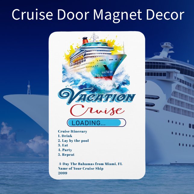 Ímã Férias Engraçadas Carregando Porta De Cruzeiro (Fun Cruise Door Decor Magnet. Personal with your own text. Customized for your next cruise vacation.)