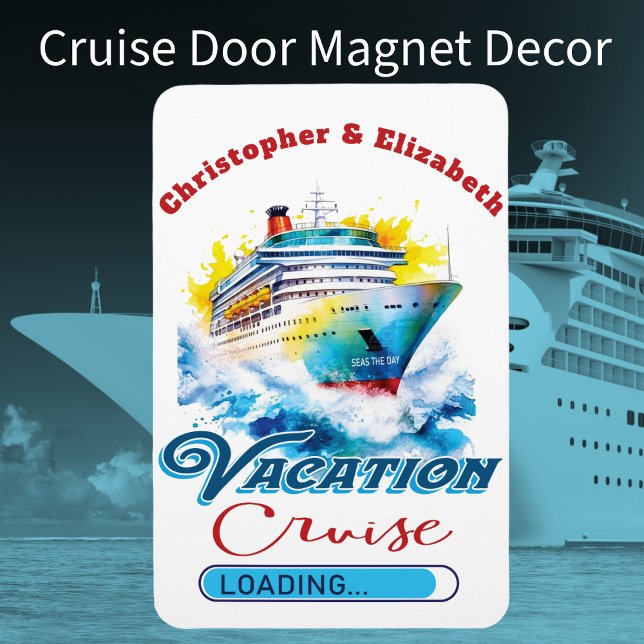 Ímã Férias Engraçadas Carregando Portas do Navio do Mo (Funny Cruise Ship Door Decor for your next vacation cruise. Personalized with name(s) Bon Voyage!
)