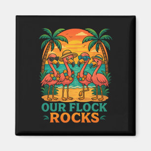 Imã Férias engraçadas na praia tropical Flamingo rosa