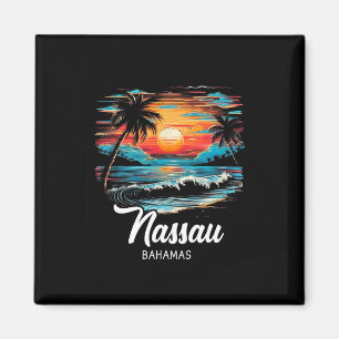 Imã Férias Familiares Retro Bahamas Sunset Nau