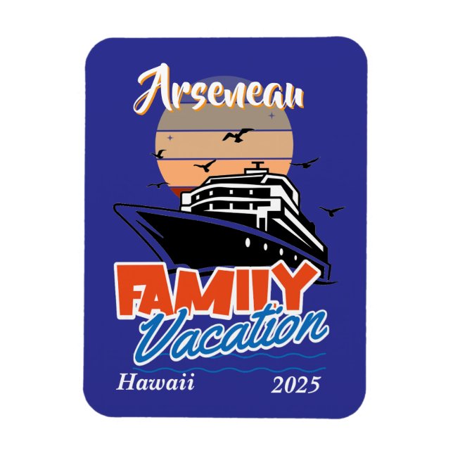 Ímã Férias Familiares Sunset Personalizar Azul (Vertical)