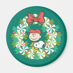 Imã Férias Felizes Peppermint Candy Wreath