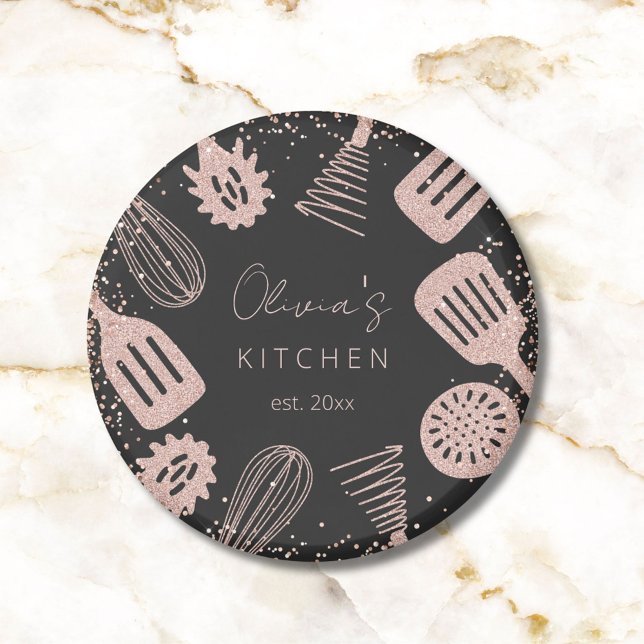 Imã Ferramentas de Cozinhar Glitter Dourado para Rosa  (Close up)