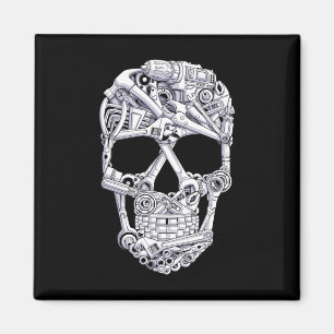 Imã Ferramentas Mecânicas Skull Garage Halloween Skel