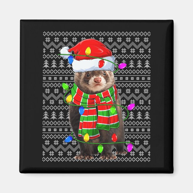 Imã Ferret Ugly Xmas Lighting Santa Ferret Christmas  (Frente)