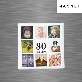 Imã festa de 80 anos colagem de fotos homem
