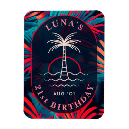 Ímã Festa de Aniversário da Praia Palm tree deixa o so