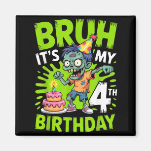 Imã Festa de Aniversário de 4 anos de Bruh com Zumbis