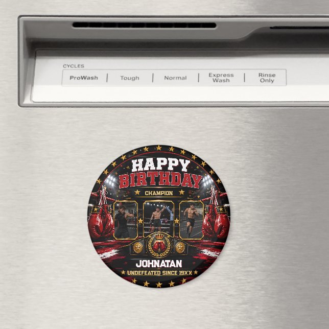 Imã Festa de Aniversário de Boxe Personalizada Foto Ca (In Situ (Dishwasher))
