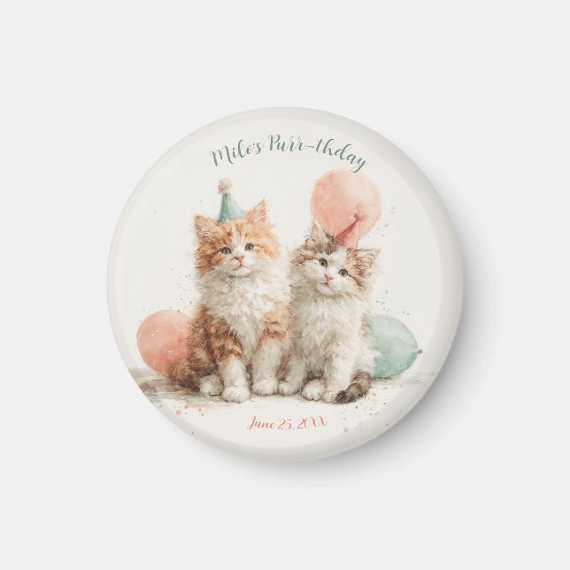 Imã Festa de Aniversário de Gatinho com Pata de Kit de (Frente)