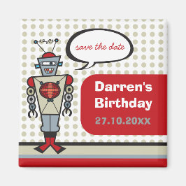 Imã Festa de aniversário de Rapazes Robô-Robô Cute