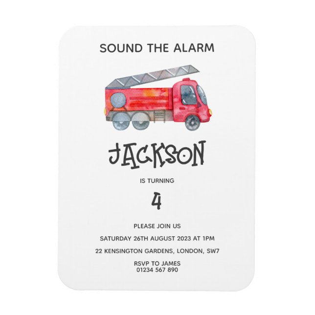 Ímã Festa de aniversário Mínima Moderna de Bombeiros (Vertical)