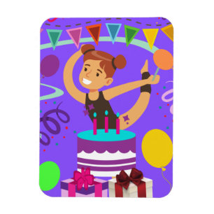 Ímã Festa de Aniversário Personalizada de Ginástica