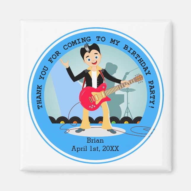 Imã Festa de aniversário Rock Star Boy (Frente)