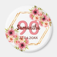 Festa de aniversário rosa dourado flores geométric