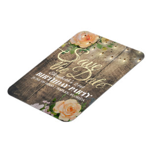 Ímã Festa de aniversário Salvar As Luzes De Madeira Da